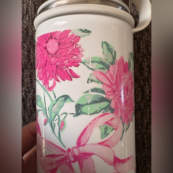 LoveShackFancy x Pottery Barn Teen Water Bottle In Pink Floral Ribbon 17 Oz - Picture 5 of 12